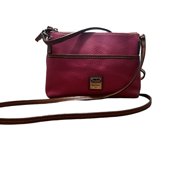 Dooney & Bourke Crossbody Bag Fuchsia Pink Leather Small Everyday Shoulder Purse - Picture 1 of 5